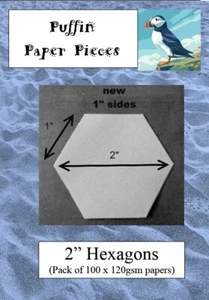 Puffin Paper Pieces 2" Hexagons For English Paper Piecing 100 pieces 120gsm - Picture 1 of 1