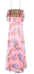 500 $ NEU mit Etikett Pinko langes Trägerkleid Kleid Stickerei rosa 42/6 Poly Viskose - Bild 1 von 5