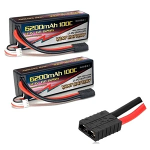 2 PACK VANT 6200MAH 3S 11.1 100C LIPO BATTERY HARDCASE FITS TRAXXAS PLUG - Picture 1 of 2