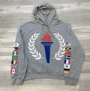 Olympics Hoodie Sweatshirt Sz XL Gray Olympic Flags Soft Material NEW - Picture 1 of 7