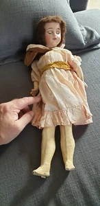 POUPEE ANCIENNE TETE PORCELAINE ALLEMANDE 1900 OLD DOLL 43 CM VETEMENTS D EPOQUE - Foto 1 di 12