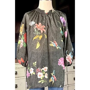Top blusa oversize Johnny Was Blooming La Belle 100% seta S - Foto 1 di 12