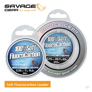 Savage Gear Soft Fluorocarbon Leader - Pike Perch Bass Sea Fishing Line Tackle - Picture 1 of 3