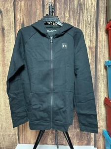 Under Armour Boys Black Fleece Loose Fit Long Sleeve Full Zip Hoodie Size XL - Picture 1 of 6