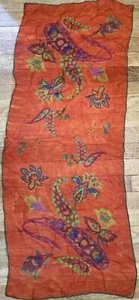 Vintage 1960s Red Paisley Sheer Rectangular Silk Fashion Scarf 16.5 x 40.5 In - Picture 1 of 3