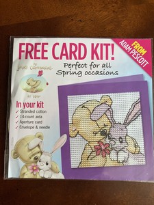 Adam Pescott Spring Companion Bunny & Bear Cross Stitch Card Kit Birthday