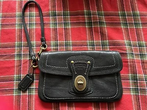 Vintage Coach 65th Anniversary Legacy Wristlet Black Vachetta Leather Purse - Picture 1 of 11