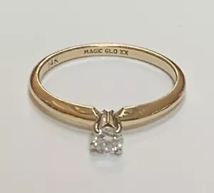 PRETTY 0.19 CT DIAMOND 14K SOLID YELLOW GOLD SOLITARE RING SIZE 6.5 - Picture 1 of 11