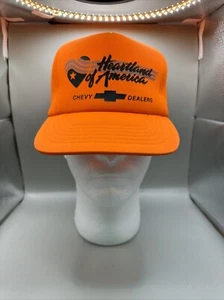 Vintage Chevy Dealer Sicherheit orange Snapback Mütze Kappe Heartland Of America - neu aus altem Lagerbestand - Bild 1 von 7