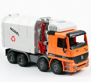 Garbage Truck Model Pull Back Vehicle Orange Kids Toy 1:22 with 3pcs Trashes AU