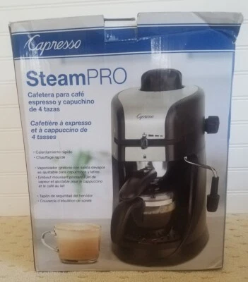 Capresso Espresso Cappuccino Machine Steam Pro 4 Cup Black Stainless  304.01 - Image 1 of 4