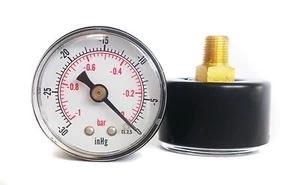 Vacuum Gauge -30*Hg & -1/0 Bar 40mm Dial 1/8 BSPT back connection. - Picture 1 of 1