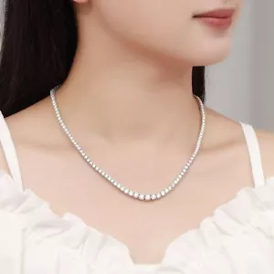 3mm 15Ct Round Moissanite D/VVS1 Tennis Chain Necklace 14k White Gold Over 18in - Picture 1 of 6