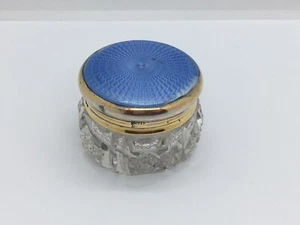 Vaso vaso da toeletta in vetro smaltato dorato e guilloché argento massiccio Asprey - Foto 1 di 10