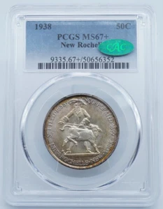1938 New Rochelle Commemorative 50c Half Dollar PCGS MS67+ CAC - C1499 - Picture 1 of 6