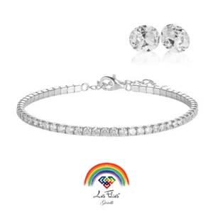 Bracciale Tennis Crystal in Argento 925 rodiato - Rainbow Collection Les Folies - Foto 1 di 8