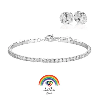 Bracciale Tennis Crystal in Argento 925 rodiato - Rainbow Collection Les Folies - Immagine 1 di 4