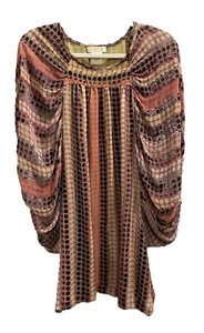 La Rok Silk Blend Dress Blouse SMALL Balloon Sleeves Bohemian Simi Sheer Lined - Picture 1 of 15