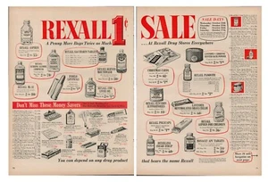 1953 Rexall Drug Store Retailer Vintage Print Ad 50s One Cent Sale Aspirin - Picture 1 of 9