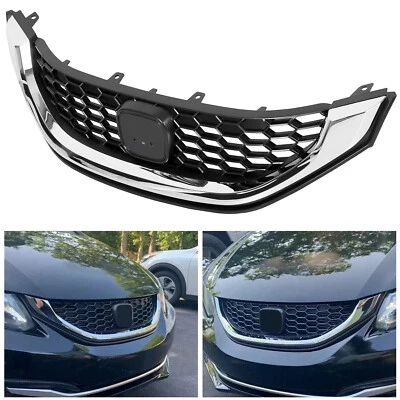 Parachoques delantero parrilla superior estilo panal para Honda Civic sedán 2013 2014 2015 Foto 1 de 4