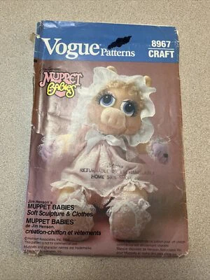Sewing Vogue Patterns 8967 Craft Muppet Babies Soft Doll Miss Piggy (1984) Uncut - Image 1 of 4