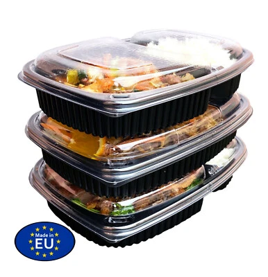 MEHRWEG Mikrowellenschale 1250ml mit Dom-Deckel un-/2-/3-geteilt tief - Bild 1 von 4