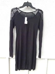 Abito lungo con spalle in pizzo nero tinta unita LA Made $80 nuovo con etichette taglia XS - Foto 1 di 2