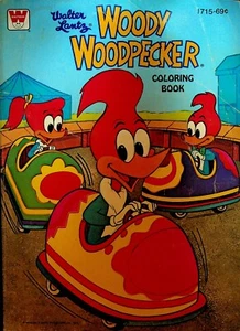 Woody Woodpecker Coloring Book Whitman 1715 Bumper Cars 1978 Walter Lantz - Picture 1 of 3