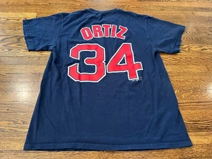 David Ortiz T-Shirt Adult M Blue Boston Red Sox MLB Baseball Majestic Crew - Picture 1 of 7