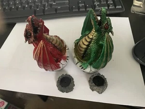 Red and Green Baby Dragon Figurine/ Incense burners - Picture 1 of 3