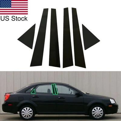 6 piezas postes de pilar negros brillantes cubiertas de puerta de ventana para Suzuki Forenza (4 puertas) 04-08 Foto 1 de 4