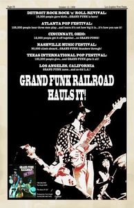 Póster de concierto enmarcado promocional Grand Funk Railroad L.A. Times - Imagen 1 de 2