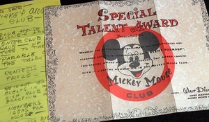 Walt Disney Handwritten Notes MMC Mickey Mouse Club Talent Certificate 1955 2003 - Picture 1 of 7