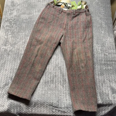 VTG Wool Hunting Pants 33X27 Gray Plaid Northway Suspender Buttons YKK Zip - Image 1 of 4