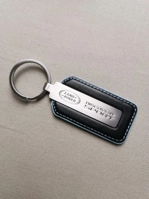 LAND ROVER DISCOVERY SPORT Leather Keyring BOX DAMAGE Silver Metal Black Leather - Image 1 of 4