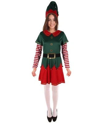 Disfraz de elfo inflable para mujer adulto y adolescente, traje de Navidad rojo y verde Foto 1 de 4