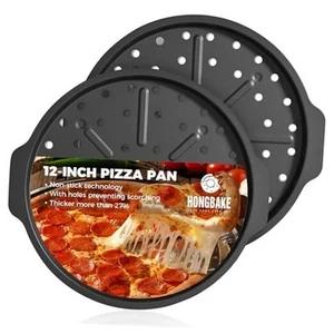 2 Pack Pizza Pan with Holes 12 Inch, Nonstick Pizza Tray for Oven with Widen - Picture 1 of 8