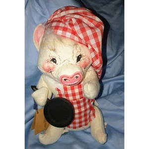 Annalee Dolls Chef Pig BBQ Chef 10” Frying Pan #2410-89 With Tag Vtg 1989 - Picture 1 of 5