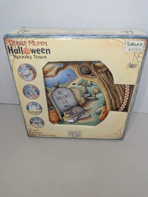 Vintage Debbie Mumm Sakura SPOOKY TOWN Halloween Set of 4 Stoneware Plates New  - Image 1 of 4