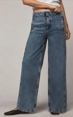 Pantalones de mezclilla Anthropologie Pilcro tiro alto pierna ancha cordón talla 27 Foto 1 de 4