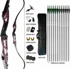 30lb 57" Archery Recurve Bow Set Purple Riser 12x Hunting Arrows Bowbag Adult RH