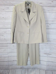 Linda Allard Ellen Tracy Petite Women's Taupe Dress Suit Jacket Pants Size 12P - Picture 1 of 10