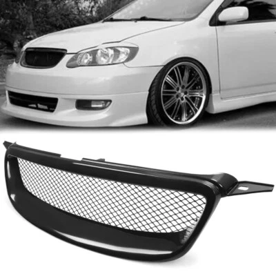 Сетчатая передняя решетка из пластика ABS для Toyota Corolla 2003-07 годов выпуска глянцевый черный металлический капот - Изображение 1 из 4