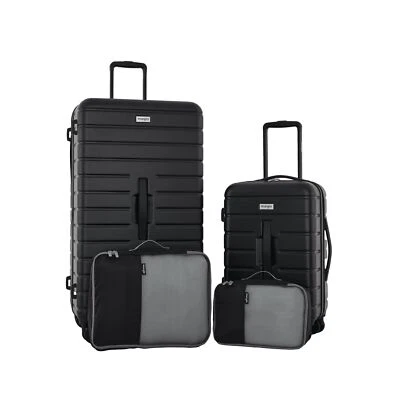 Wrangler Tall Trunk Luggage 4 Piece Set, Black - Image 1 of 4