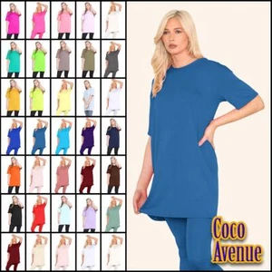 Ladies Oversized T-Shirt Dress Longline Top Plain Baggy Short Sleeve Tunic Dress - Picture 1 of 150
