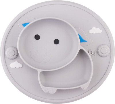 Chiatai Baby Piatto In Silicone A Ventosa – Forma Di Volpe Rosa – Antiscivolo Per Bambini – Lavabile In Lavastoviglie - 4