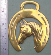 Horse Brass: Horse Head in Horse Shoe, Free P&P, stamped pressed 