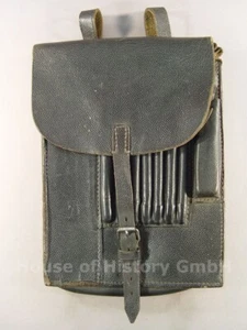 143560: Wehrmacht Heer Kartentasche, schwarzes Leder, Hersteller: bml / 43, 1943 - Bild 1 von 14