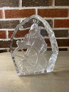 Nybro SEA CAPTAIN at the Wheel, Relief Sculpture Large - Crystal Sweden - Picture 1 of 7
