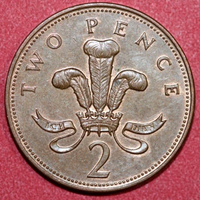 Great Britain 1994  2 Pence  Welsh Plumes and Crown-   Foreign Coin  26mm - Image 1 of 2